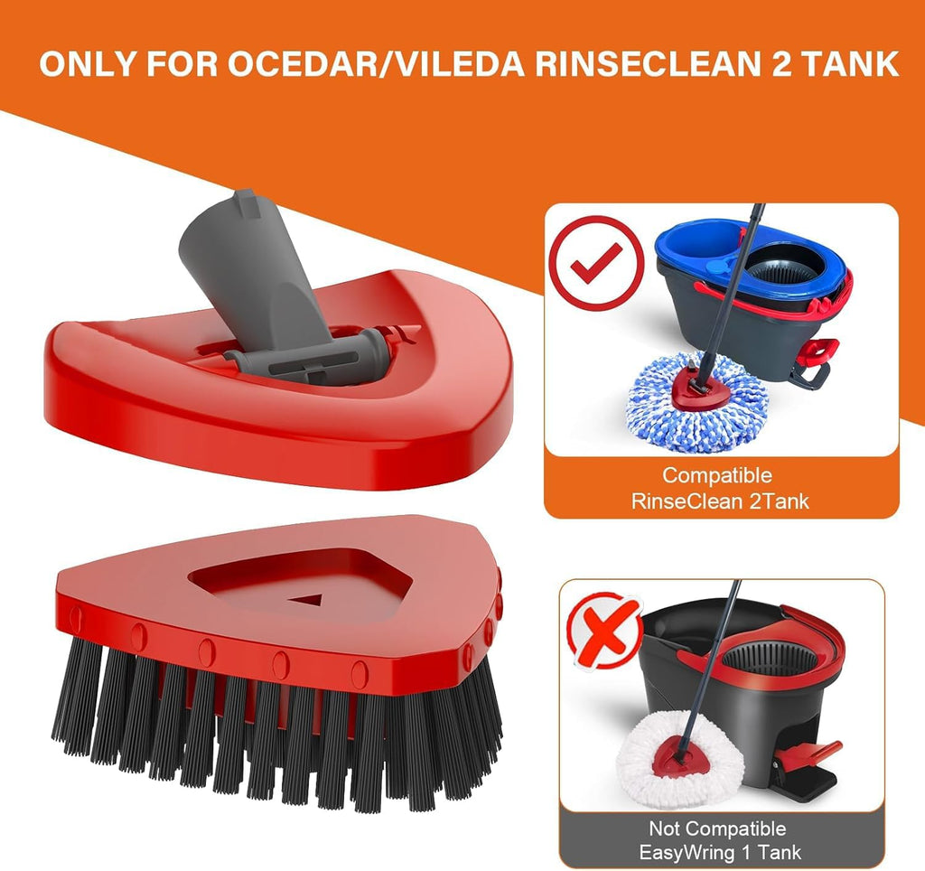Small Spin Mop Replace Head Base + Scrub Brush for O Cedar 2-Tank RinseClean,1 Scrubber Brush and Mop Base Combo Set,Great for Kitchen, Deck, Bathroom and Shower Floor Scrubber