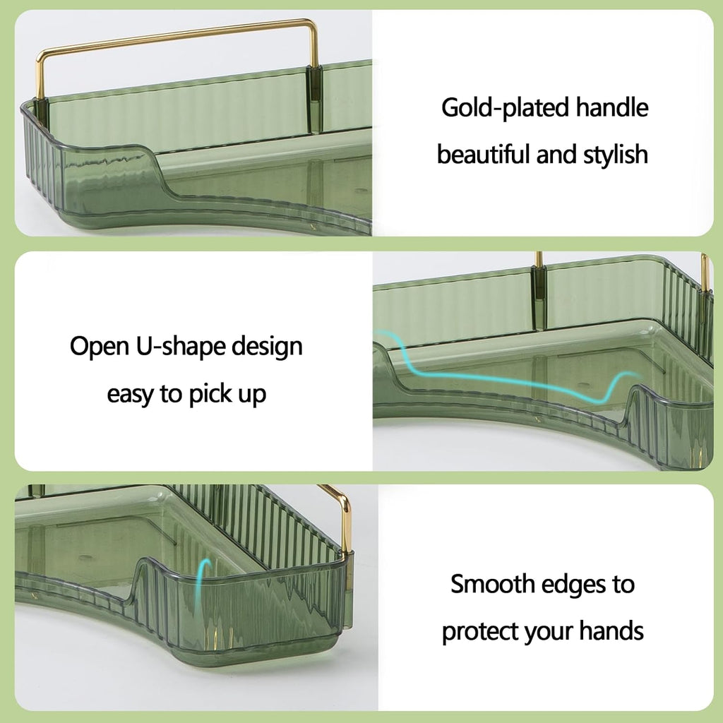 shuang qing 3-Tier Corner Bathroom Counter Organizer – Classic Storage Shelf for Makeup, Perfume & Toiletries, Space-Saving Countertop Tray Fits Bathroom, Dresser, Kitchen (Sage Green)