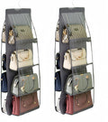 HAN SHENG 8-Pocket Clear Hanging Purse Organizer for Closet, Grey, 2 Pack