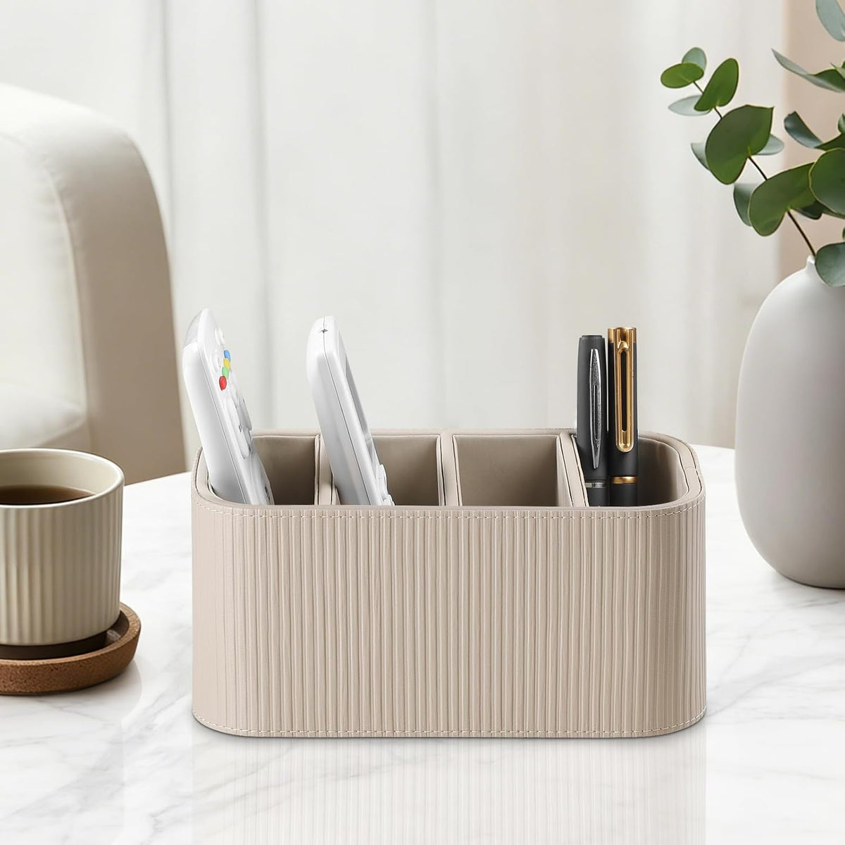TV Remote Control Holder Remote Holder Caddy Organizer (Beige)