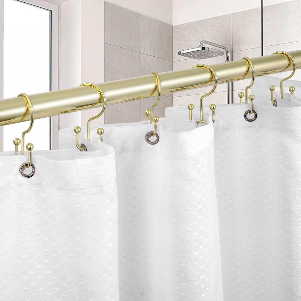 TOPROD 12 Pack Shower Curtain Hooks Rings, Double Sided Shower Hooks for Shower Curtain, Stainless Steel Shower Rings Rust Proof for Bathroom Shower Curtain Rod Curtains, Free Gliding, Gold