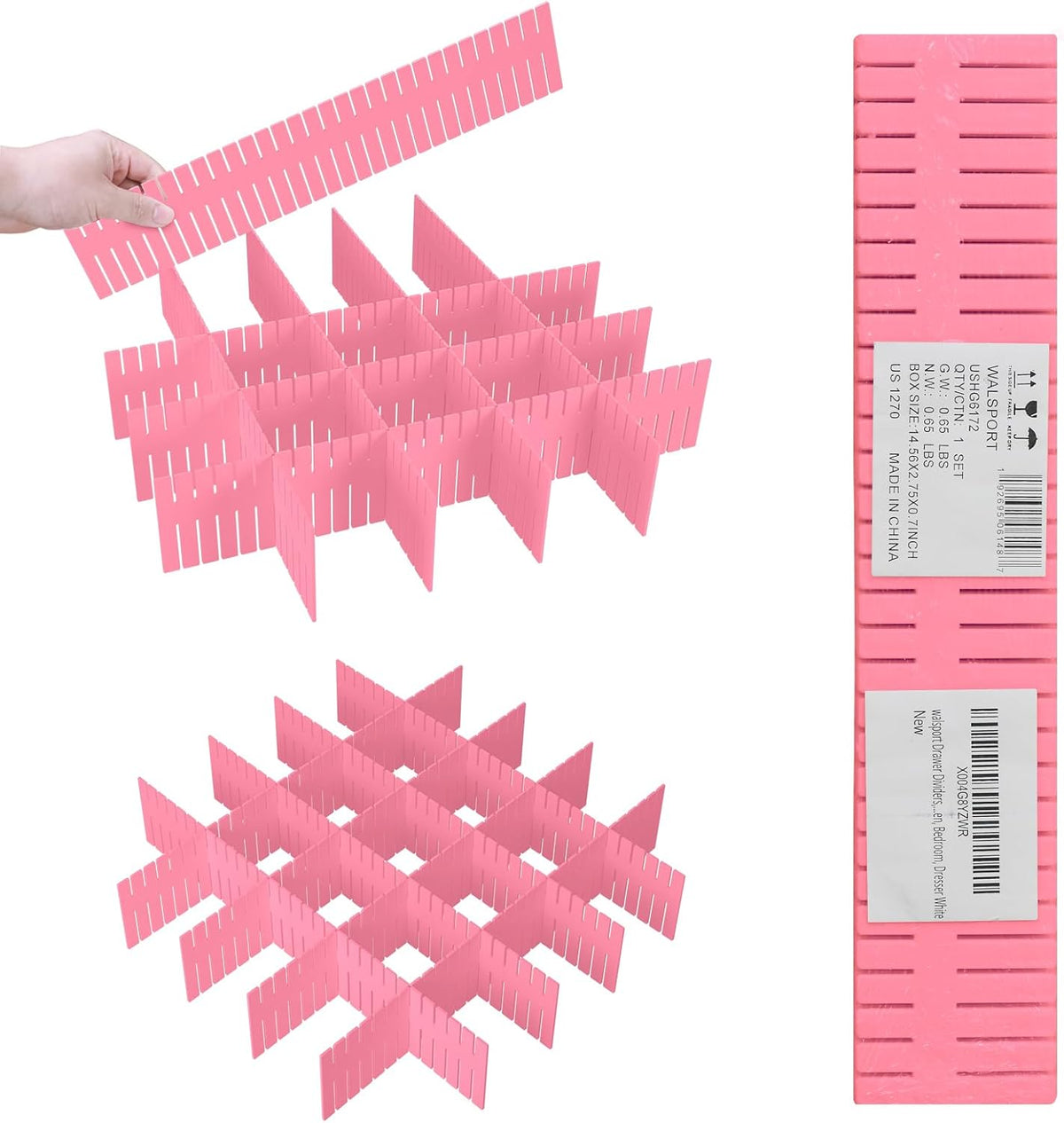 Adjustable Drawer Dividers, Cut to Fit Plastic Organizer Strips, 8-Pack