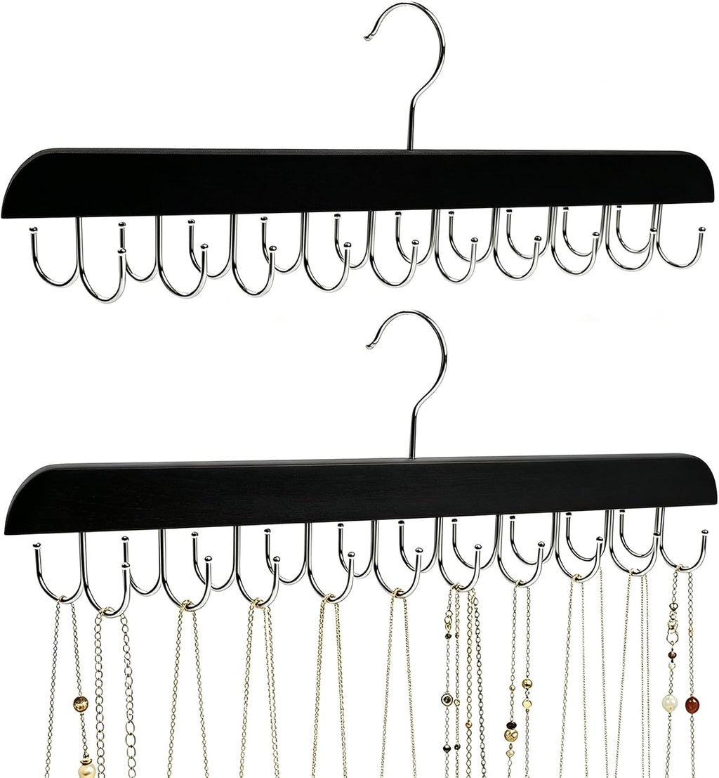 2Pcs Necklace Hanger Wall Mount Jewelry Organizer, Black