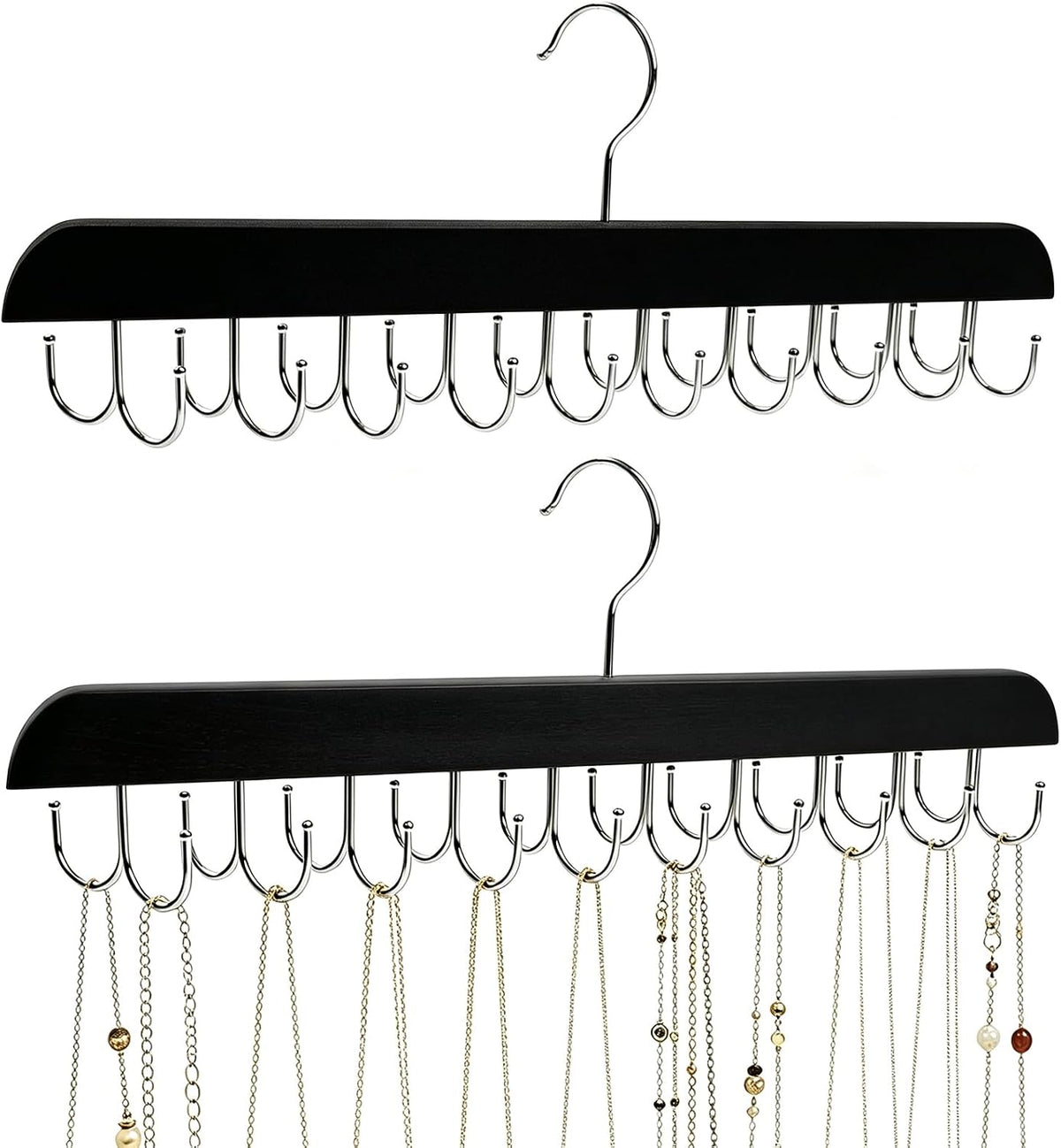 2Pcs Necklace Hanger Wall Mount Jewelry Organizer, Black
