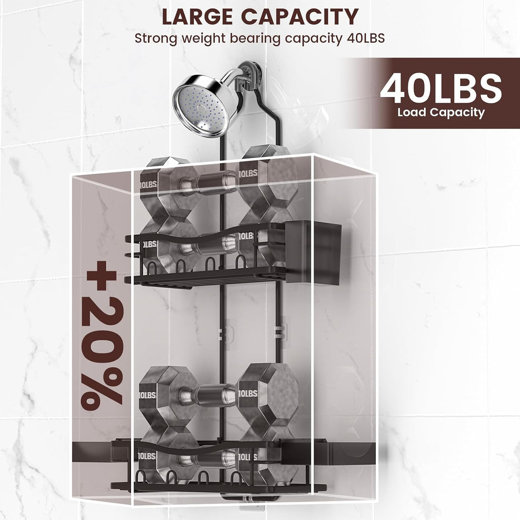 Rustproof Shower Caddy Hanging with Soap Holders for Bathroom, Black