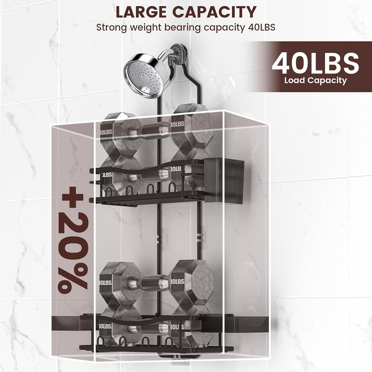 Rustproof Shower Caddy Hanging with Soap Holders for Bathroom, Black