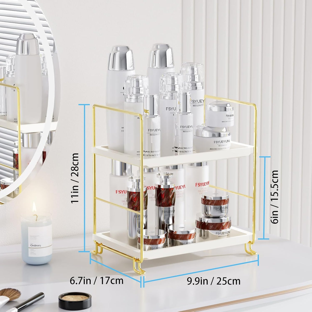 FSyueyun 2-Tier Bathroom Countertop Organizer, Makeup Organizer for Vanity