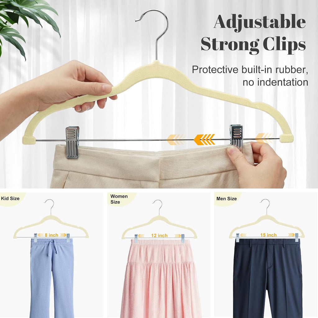 HOUSE DAY Skirt Hangers 24 Pack, Velvet Pant Hangers with Adjustable Clips