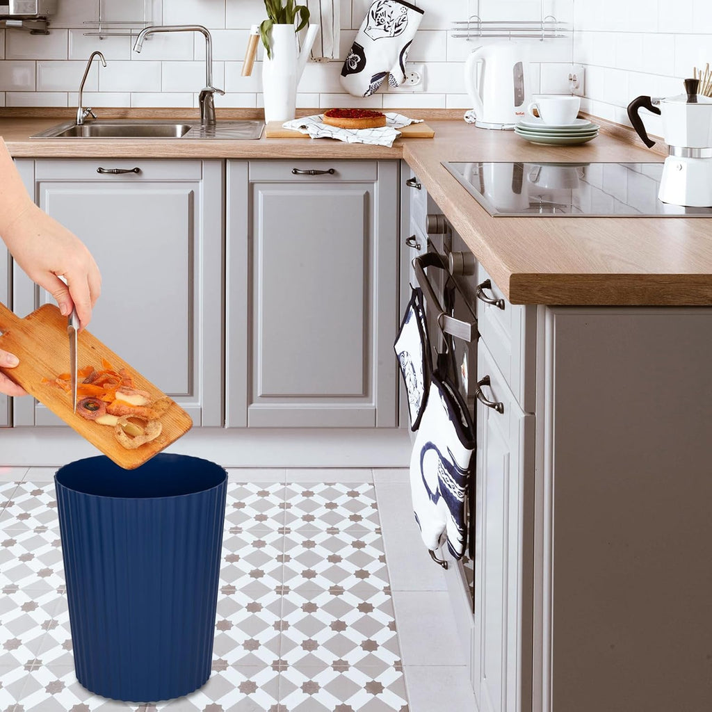 Small Bathroom Trash Can Plastic Wastebasket Garbage Can Navy Blue 2 Pack