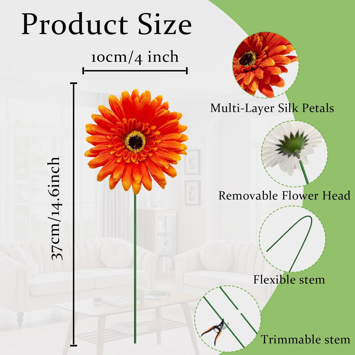 20 Pcs Fake Silk Gerbera Daisy Artificial Flowers with Stems Faux Daisies Flower Bulk for DIY Art Crafts Home Wedding Party Vase Centerpieces Tables Garland Wreath Decoration (Multi Color)
