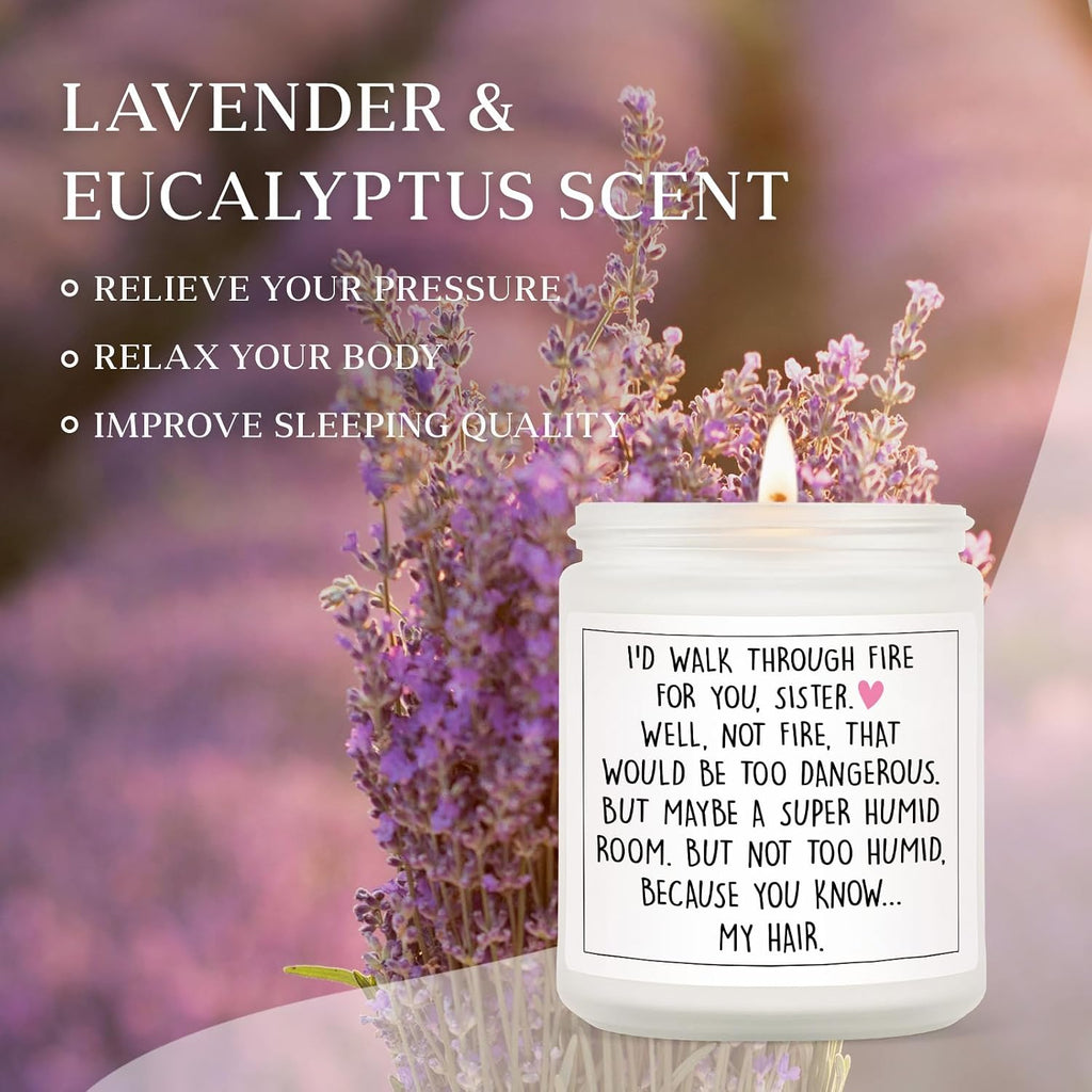 Petalsun Funny Sister Gifts, Sister Birthday Gifts, Lavender Scented Candle