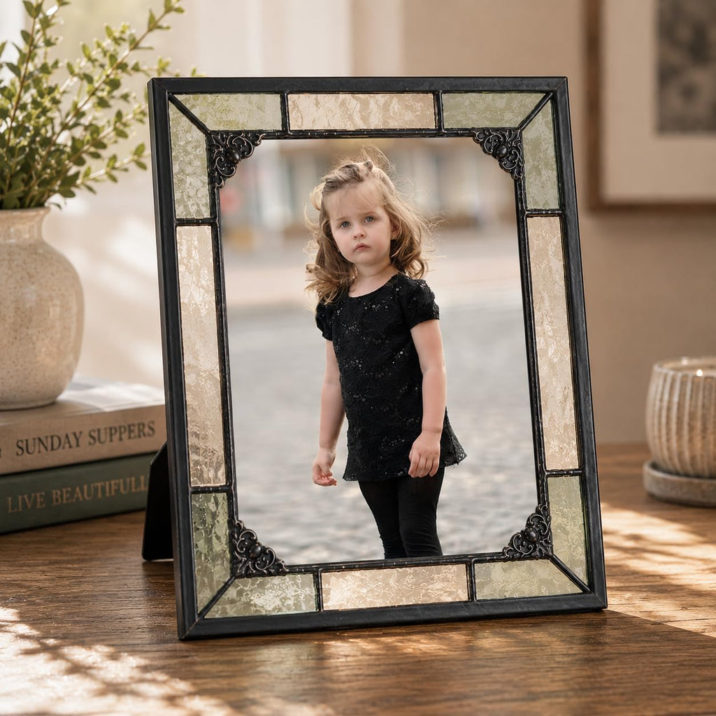 J Devlin Vintage Glass Picture Frame, 5x7 Horizontal/Vertical, Multicolor