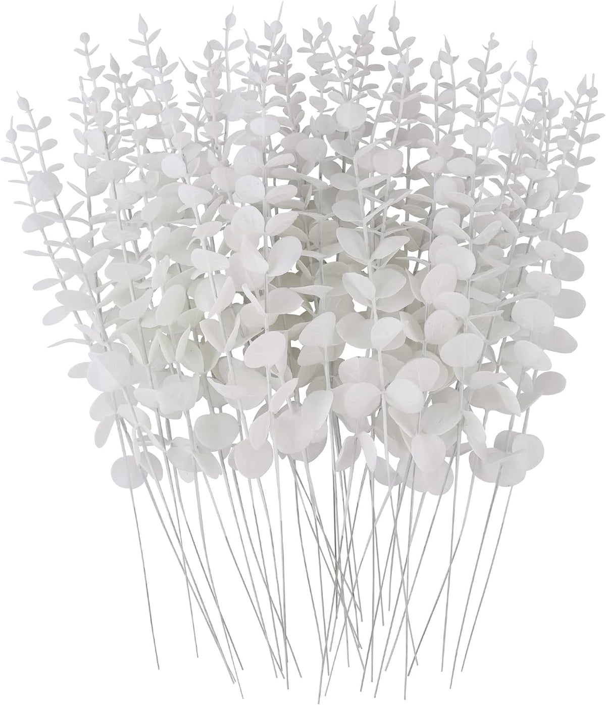 FEQO 36 Pcs White Artificial Eucalyptus Stems 15" Faux Eucalyptus Branches