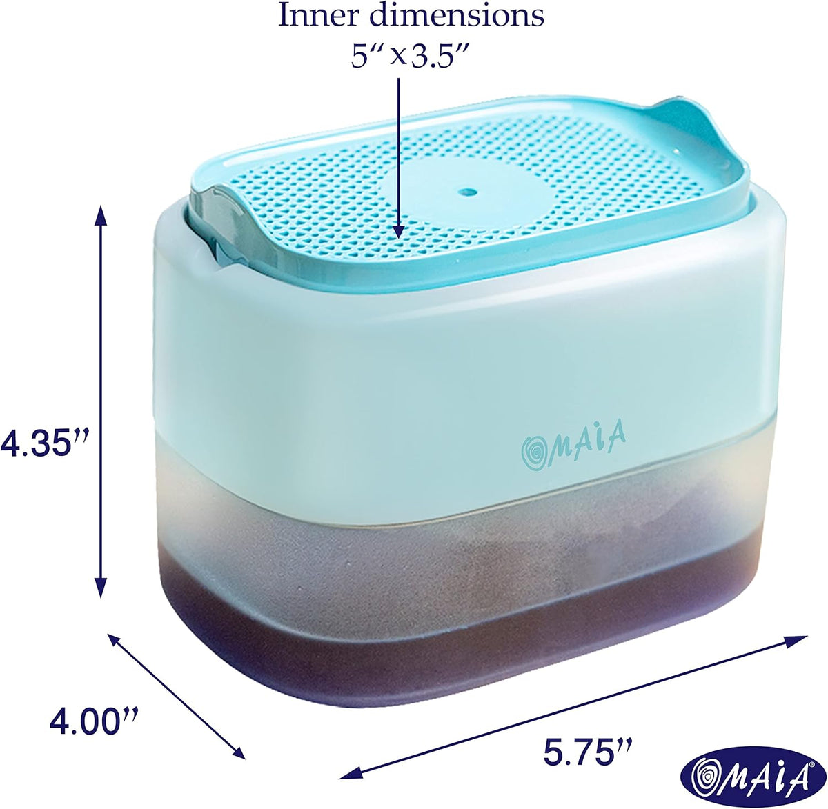 OMAIA Dish soap Dispenser for Sink - Blue - Sink Countertop Organizer - Soap Dispenser with Sponge Holder