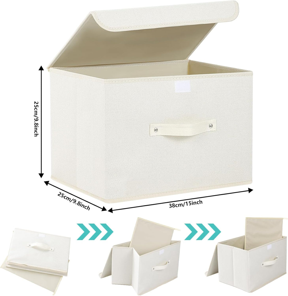 Cloth Storage Baskets with Handles,Beige 15x9.8x9.8in,1 Pack