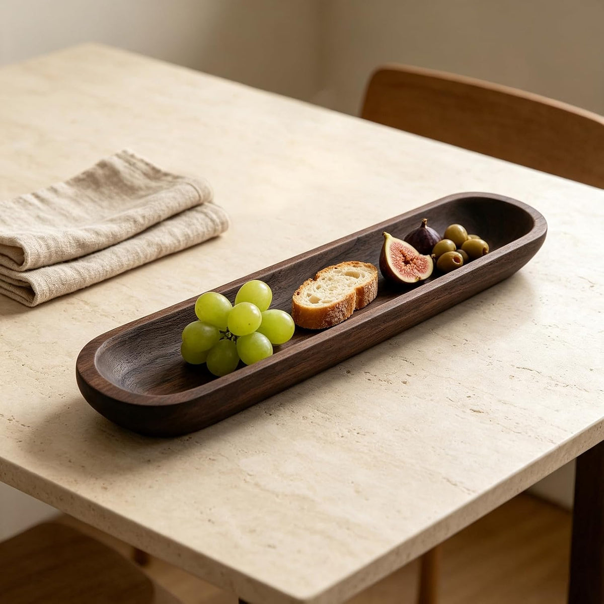 Decorative Wooden Dough Bowls 30 Inch, Long Natural Root Hand Carved Bowl Large Bread Shaped Wooden Tray, Rustic Centerpiece Dining Room Table Centerpiece Potpourri Decor Display Bowl