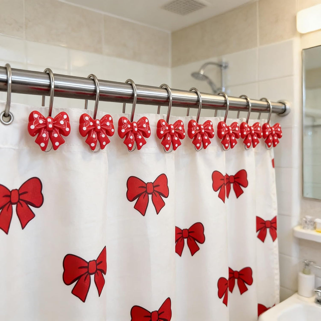 Twofishes Home Fashion Red Shower Curtain Rings Pack of 12