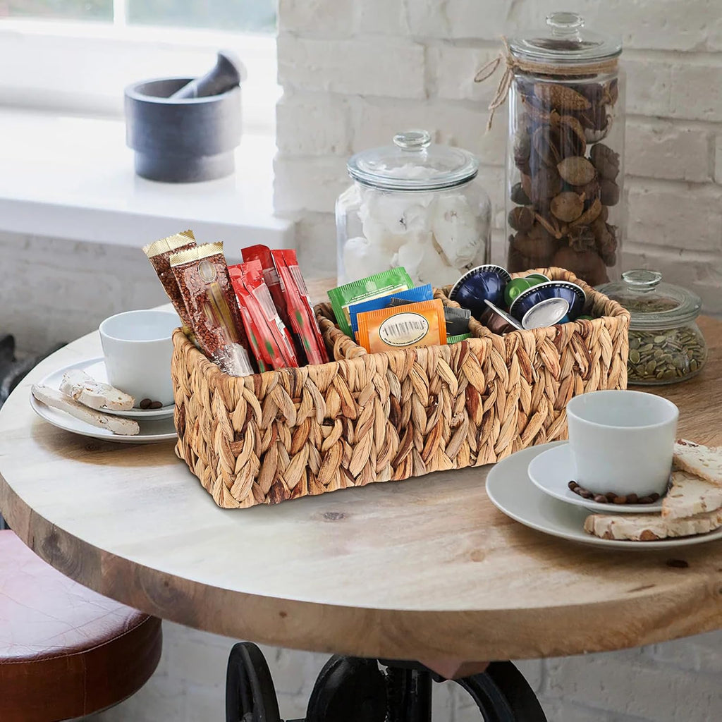 BTSKY Handwoven Remote Control Holder for Table, Natural Water Hyacinth