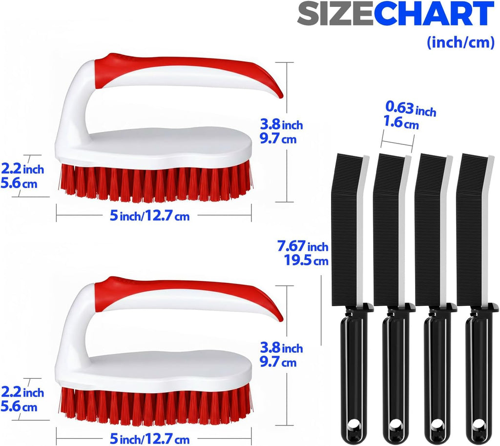 Holikme 6 Pack Cleaning Brush Scrub Brush Kitchen Brush for Floor,Red