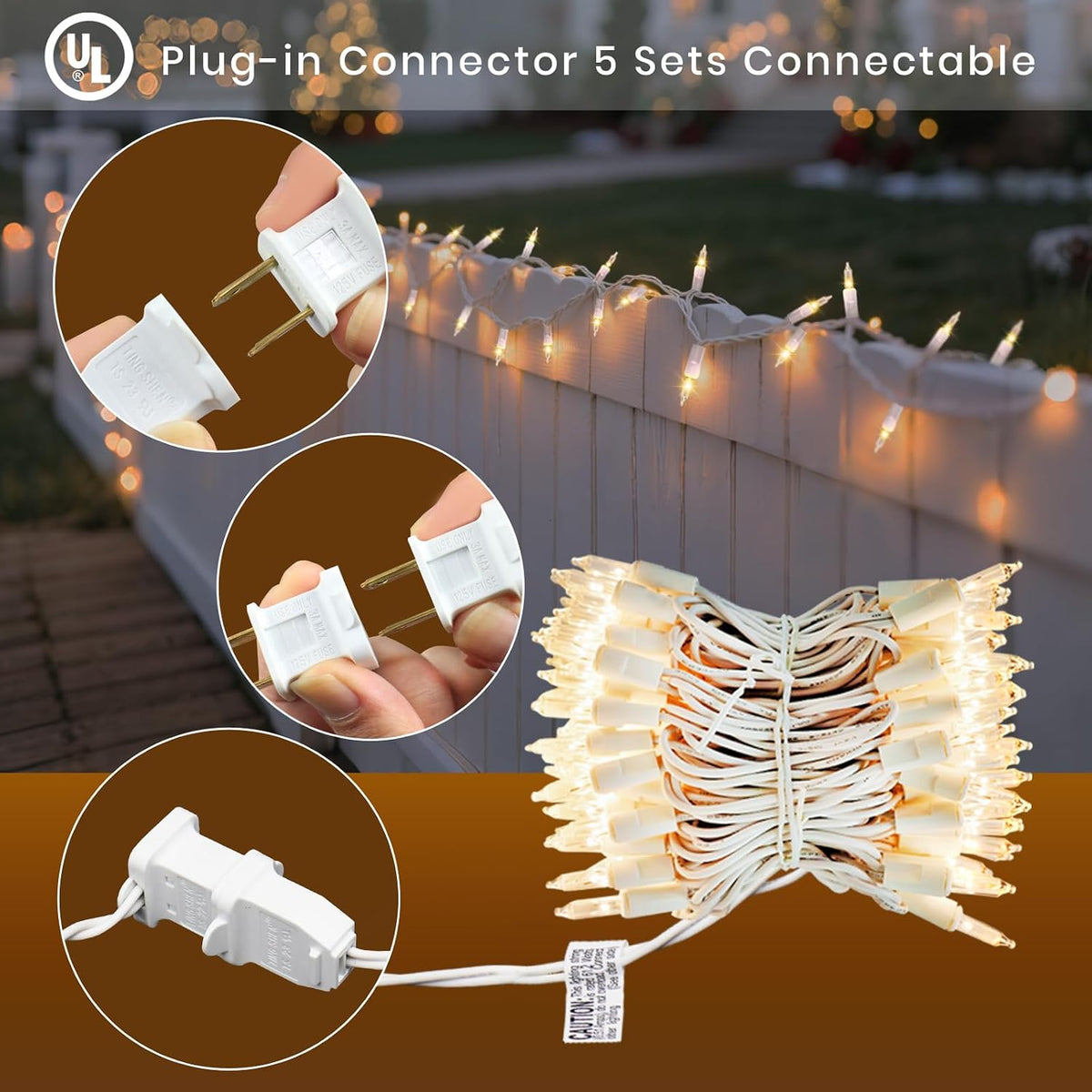White Christmas Lights Indoor 100 Mini Incandescent String Lights