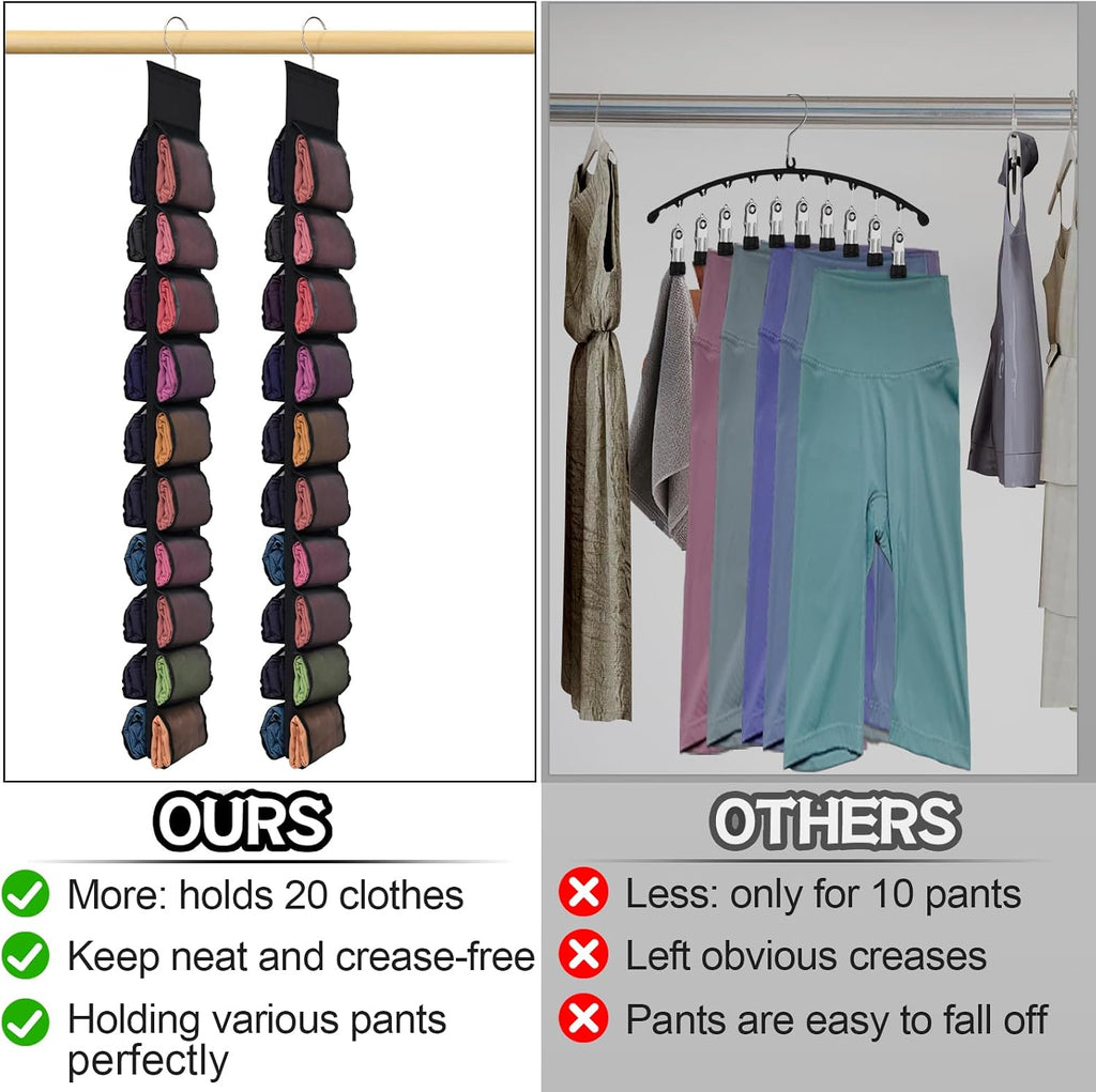 Aulock 2 Pack 40-Pocket Hanging Legging Organizer Storage, Dorm Essentials