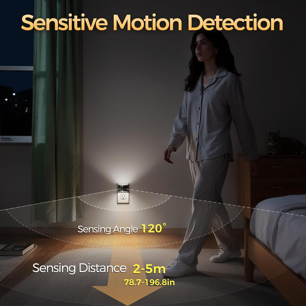 DORESshop Motion Sensor Night Light, Night Lights Plug into Wall, 5000K