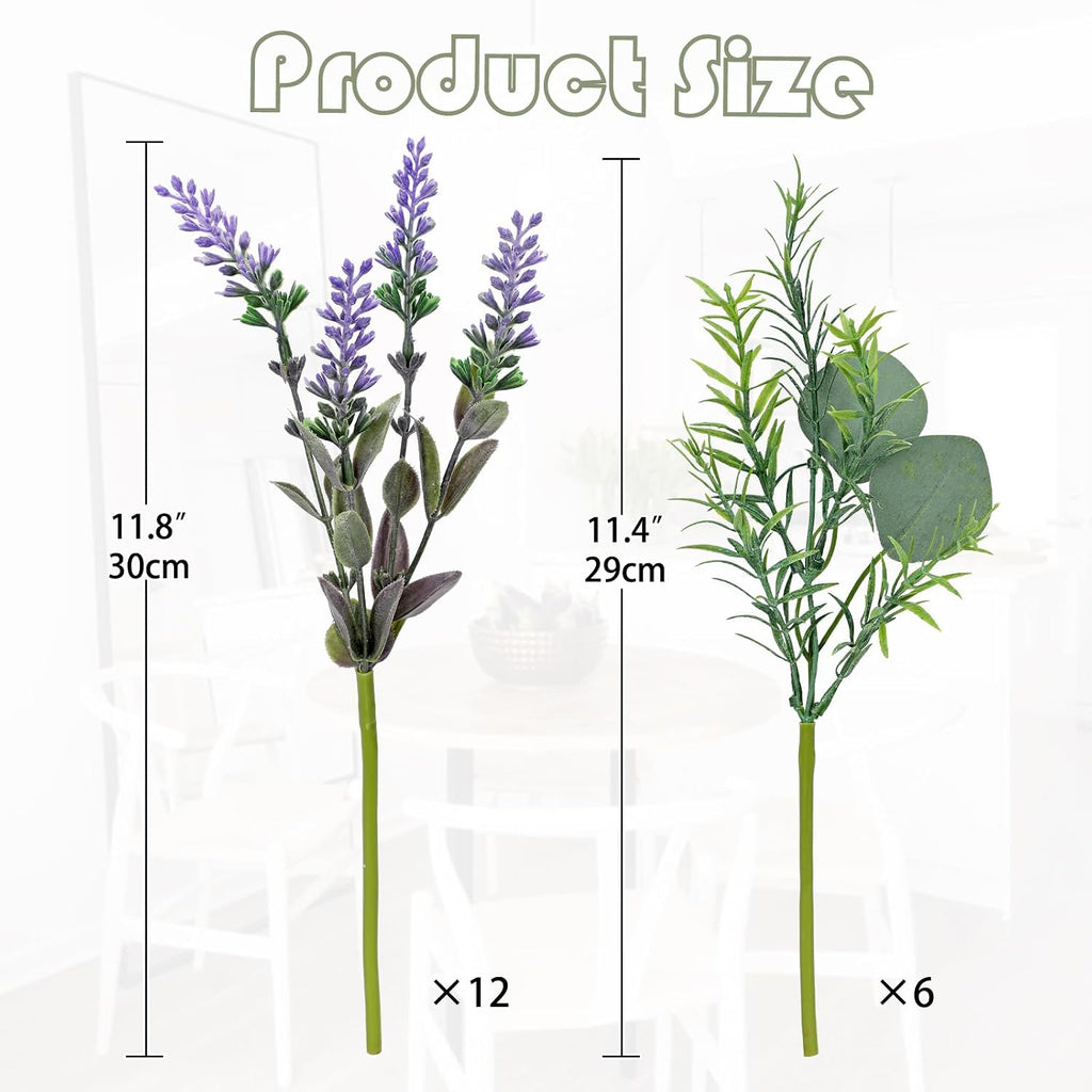 Hollyone 3 Bundles Fake Flowers Artificial Lavender Stems Bouquet Faux Plastic Purple Flowers Plants for Vase DIY Wedding Floral Arrangement Home Table Centerpieces Indoor Outdoor Decor