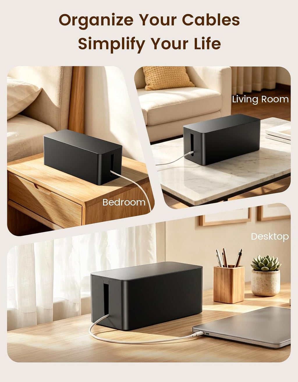 WOCBUY Cable Management Box, Pet & Baby Proof Cord Hider for Home Office