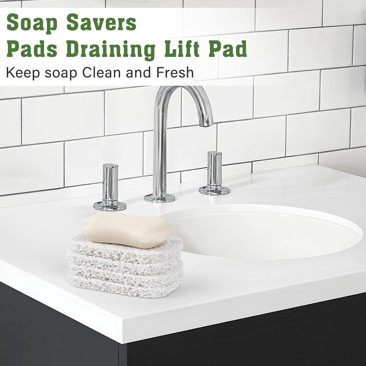 4 Pack Soap Holder Pad，Soap Holder for Kitchen & Bathroom，White Non-Slip Soap Lifting Pads for Soap Dish
