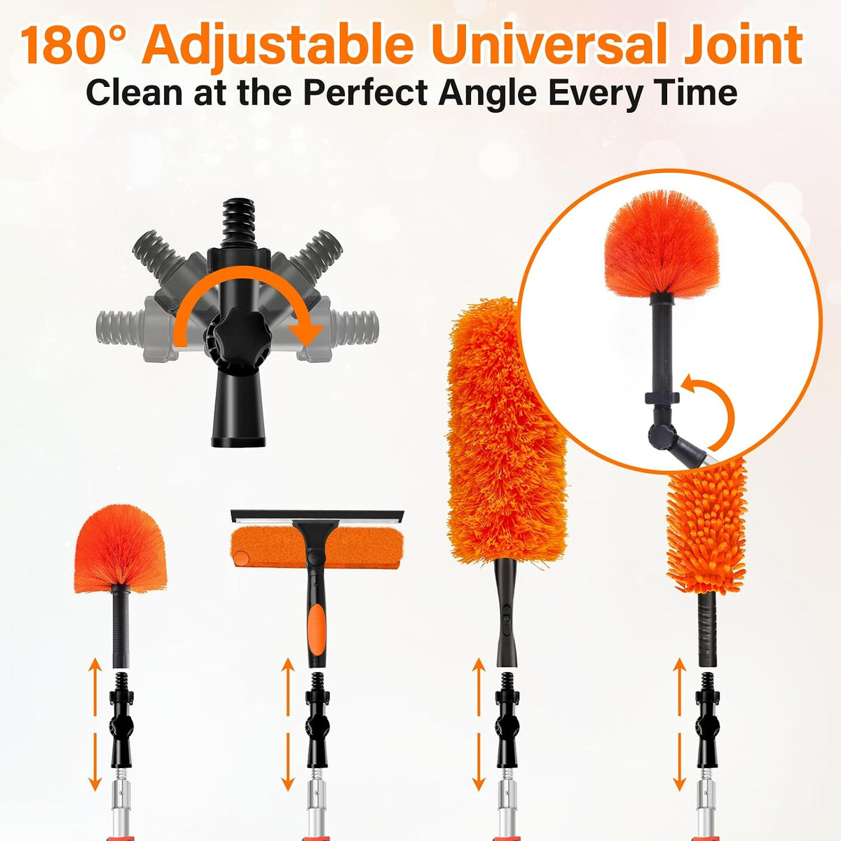30FT High Reach Duster with Extension Pole 5-24FT, 4-in-1 Cleaning Kit