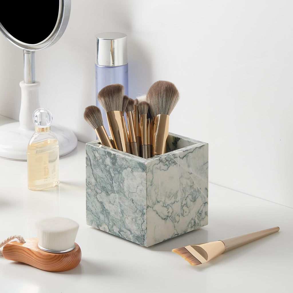 Real Luxurious Natural Marble Toothbrush Holder & Makeup Brush Organizer