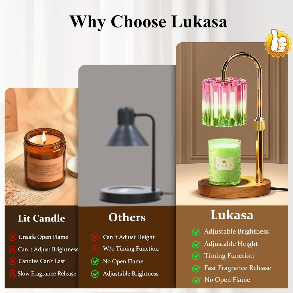 Candle Warmer Lamp, with Timer Dimmer Adjustable Height, Home Decor, Room Decor, Wax Melt Warmer for Candles, Gifts for Mom, Gifts for Mother's Day, Birthday Gifts for Women