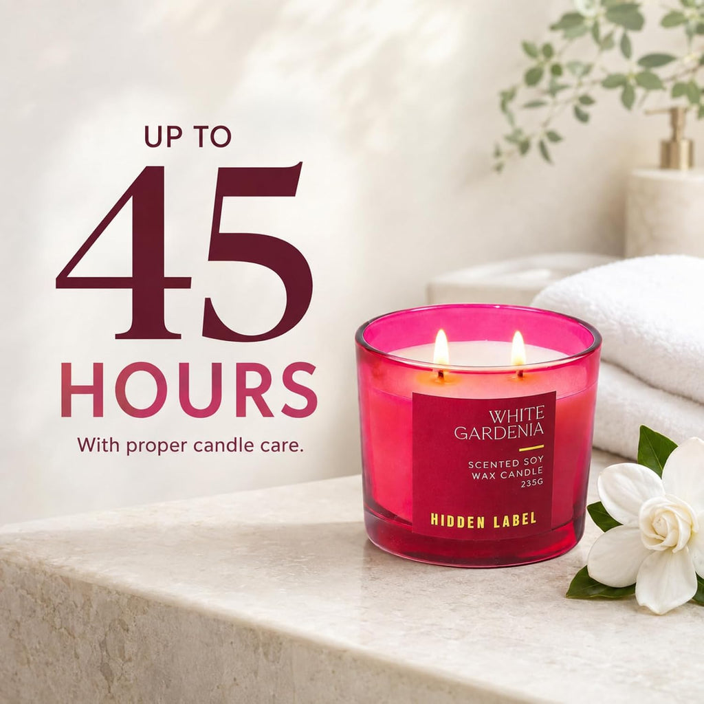Hidden Label White Gardenia 2-Wick Soy Candle, 8.3 oz