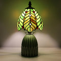 Tiffany Stained Glass Mushroom Table Lamp 12.5 Inch -Green Leaf