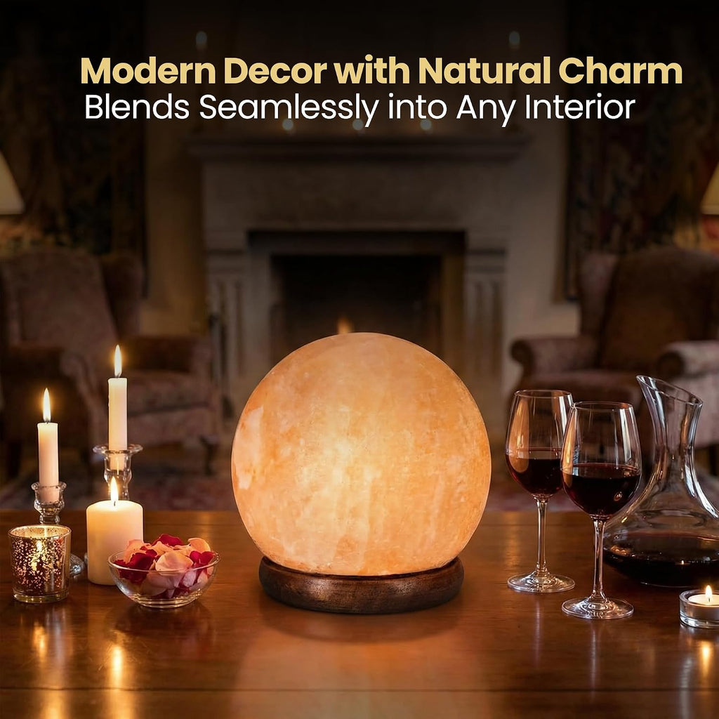 Himalayan Salt Lamp, Globe Shape, 6 Inch, with Dimmer