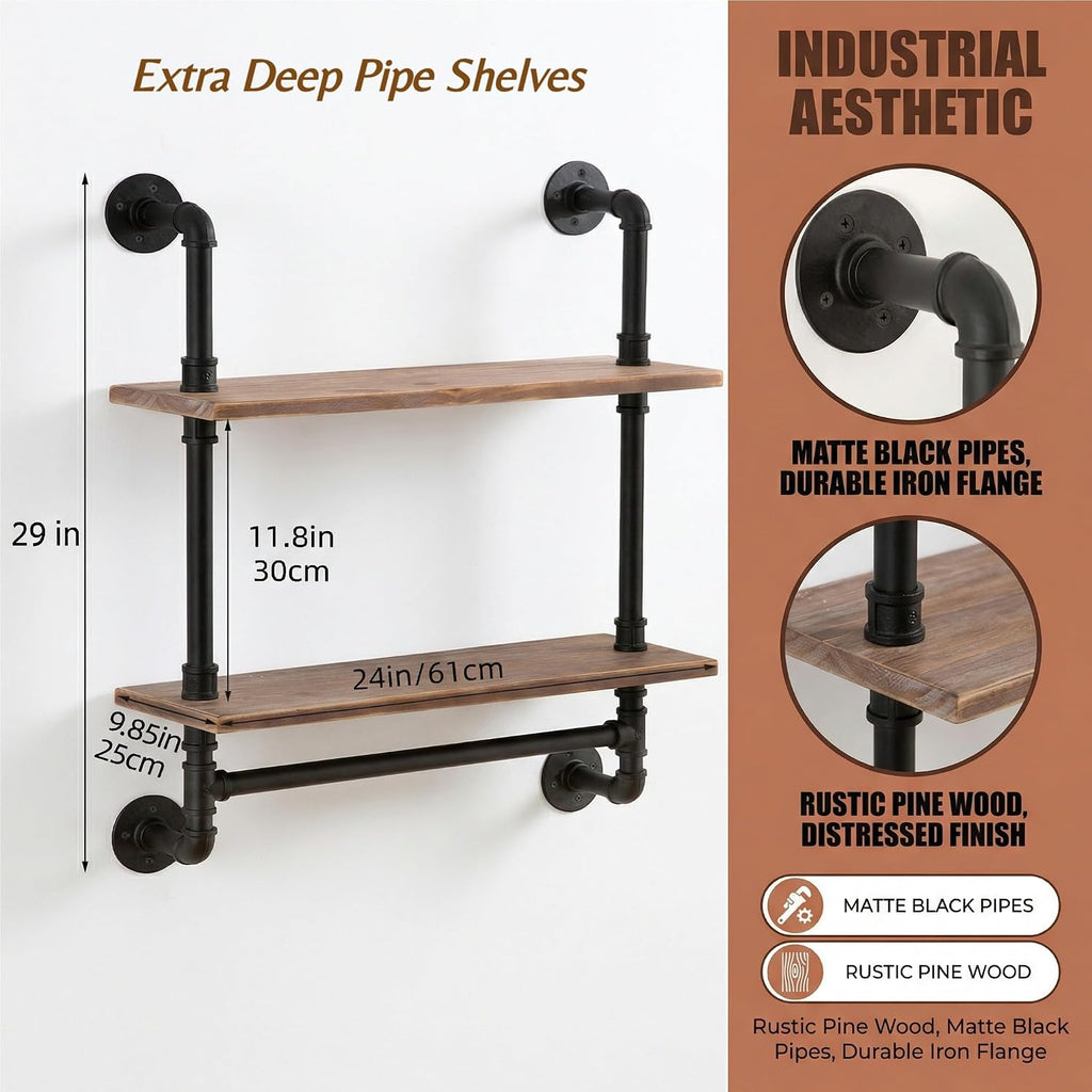 Industrial Pipe Shelving Bathroom Pipe Shelves with Towel Bar Over Toilet