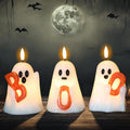 Halloween Ghost Flameless Candles with 6H Timer Hand-Painted Boo