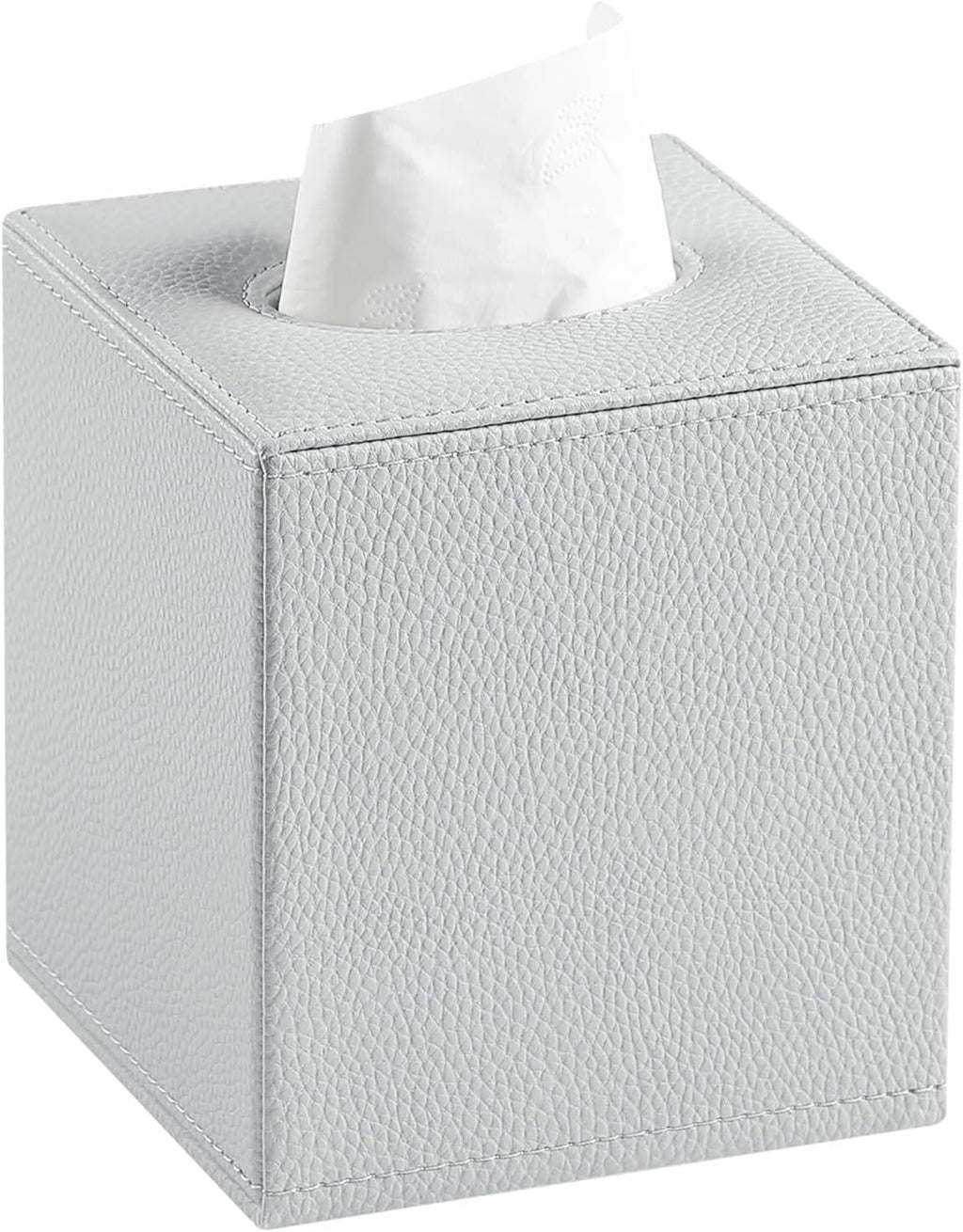 Square Tissue Box Cover with Magnetic Closure Bottom, Grey