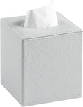 Square Tissue Box Cover with Magnetic Closure Bottom, Grey