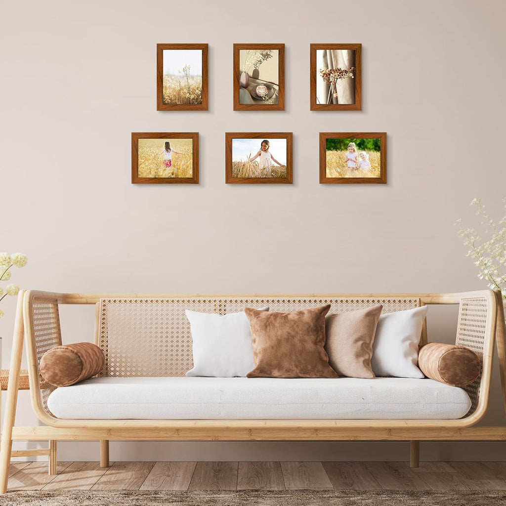 Golden State Art 5x7 Brown Picture Frame,Solid Wood&Real Glass,Fit 5x7