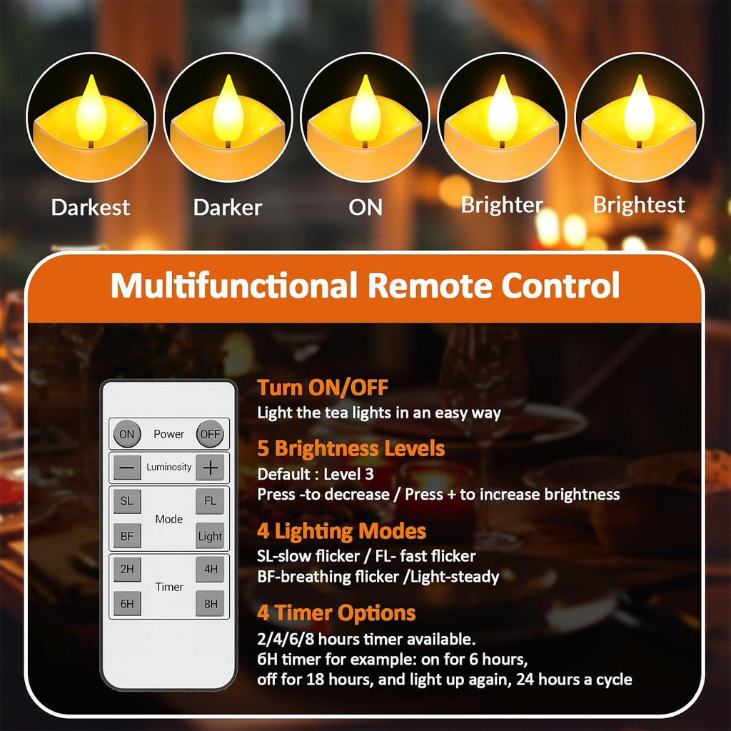 Yme Rechargeable Votive Candles Battery Operated with Remote & Timer