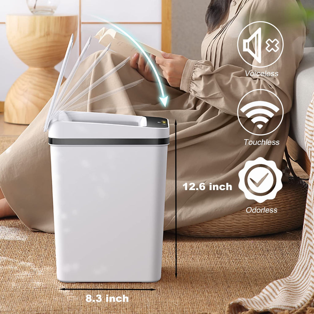 3 PACK - Bathroom Garbage Can with a Lid - 2.5 Gallon Automatic Trash Cans