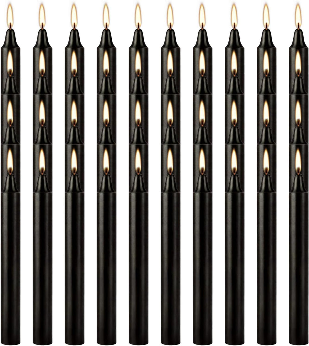 Black Taper Candles, 4 Inch, Unscented, 100% Cotton Wick, 2-Hour Burn Time, for Halloween, Rituals, Meditation, Altar, 40 Pack