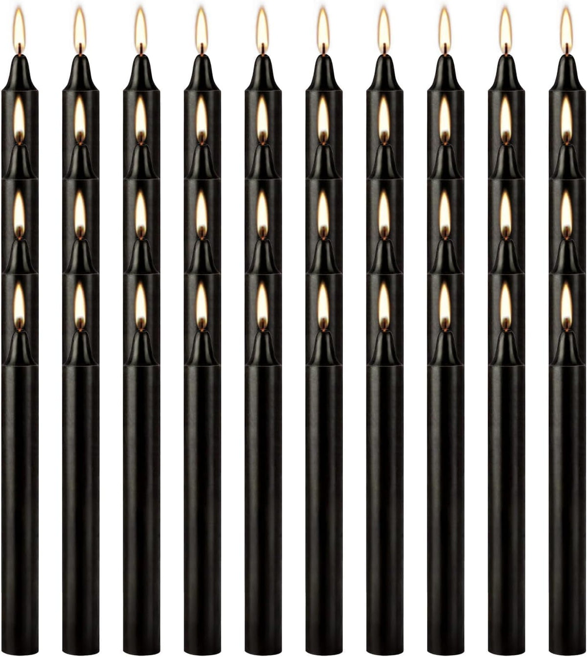 Black Taper Candles, 4 Inch, Unscented, 100% Cotton Wick, 2-Hour Burn Time, for Halloween, Rituals, Meditation, Altar, 40 Pack