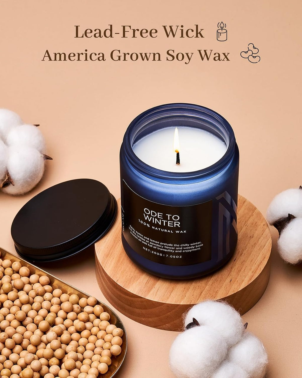 M&SENSE Ode to Winter Candles for Home Scented 7.05oz Natural Soy Wax 50h