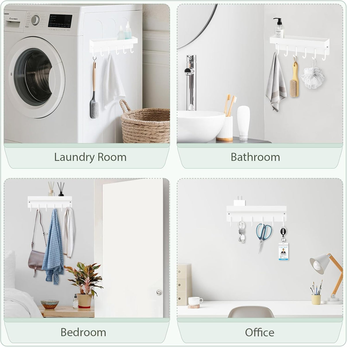 Magnetic Key Holder Wall Mount, Small Key Rack with Tray, White