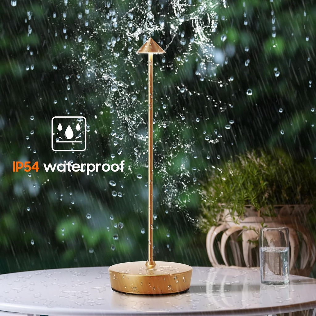 Set of 2 LED Cordless Table Lamp, Rechargeable Battery Operated Dimmable Restaurant Table Lamp, 6000mAh, Outdoor Patio Gold