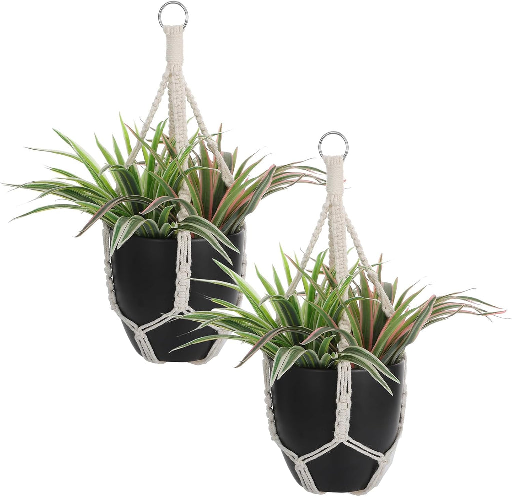 2 Pack Handmade Macrame Plant Hangers, Hanging Planters Baskets