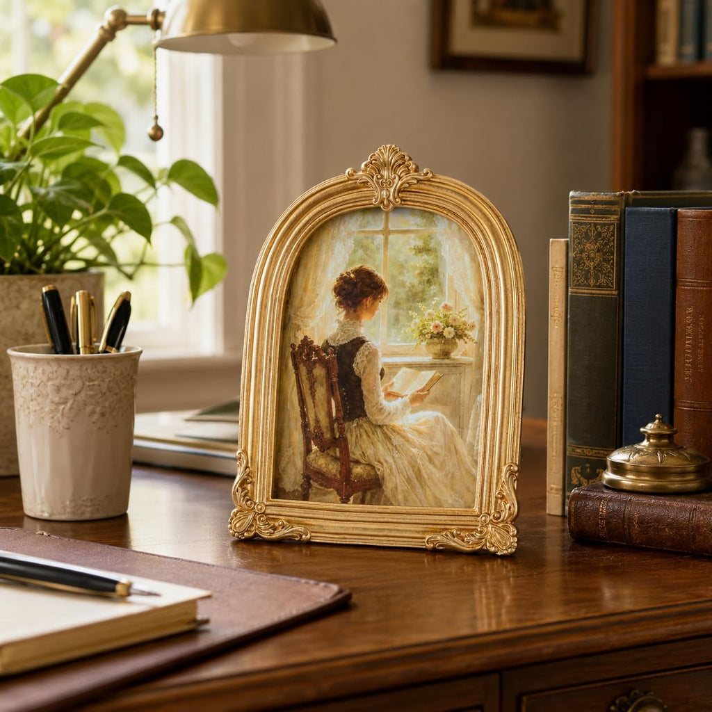 Vintage Picture Frame, Gold Photo Frame Arched, Gold, 5x7 Inch