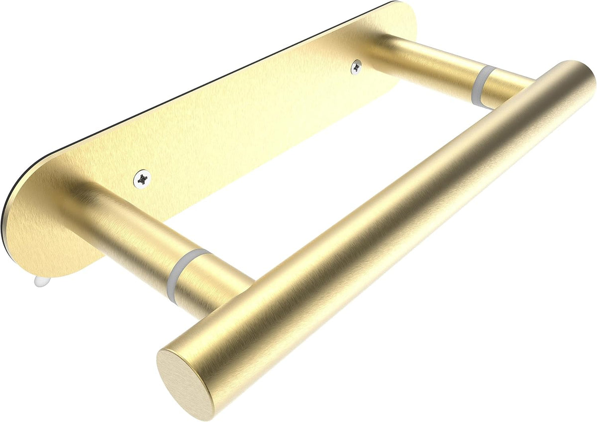 RUACQ Brushed Gold Toilet Paper Holder Adhesive or Drill Wall Mount